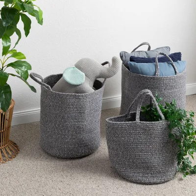 Produktbild von Steffensmeier Tasche Bali | Stauraum | Korb | Wolle | Grau meliert | 28x28 cm