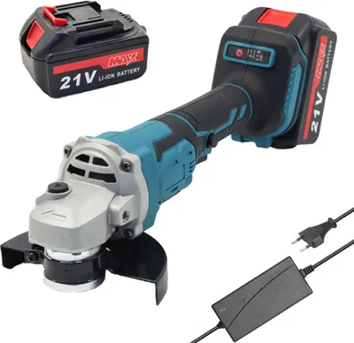 Obrázek produktu pro úhlová bruska 21 V 125 mm, bezkartáčový motor, multifunkční elektrický brusný nástroj, 2dílná lithiová baterie, univerzální elektrické nářadí pro řezání a leštění dlaždic