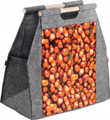 Produktbild von Kaminholztasche - Holztrage - Für Kamin und Ofen - Kastanienmuster - Zum Aufbewahren und Transportieren - Robuster Stoff