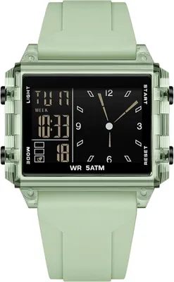 Imagen del producto de Reloj de pulsera rectangular, deportivo, digital y analógico, con correa de silicona. Reloj digital de colores, para hombre y mujer, con función de cuenta regresiva, cronómetro, doble hora y resistente al agua hasta 5 ATM