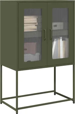 Produktbild von vidaXL Highboard Olivgrün 68x39x107 cm Stahl