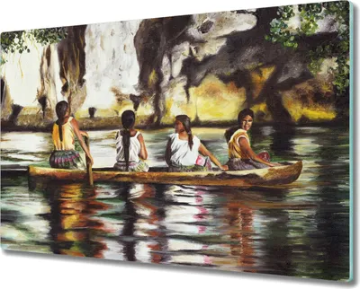 Produktbild von Coloray Hackbrett Herdabdeckplatte 80x52 cm Küchenbrett Kochplattenabdeckung Schneidebrett - Wasser Boot Frauen