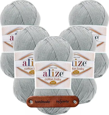 Produktbild von 5 x ALIZE Baumwolle Baby Soft 344 Grey mit Label