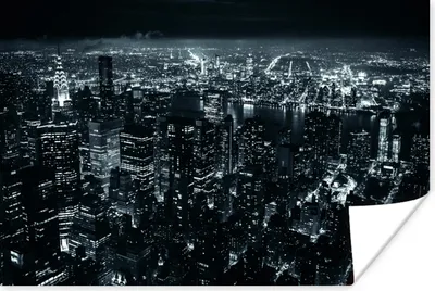 Produktbild von MuchoWow® Poster Skyline - New York - Nacht 120x80 cm - Bilder