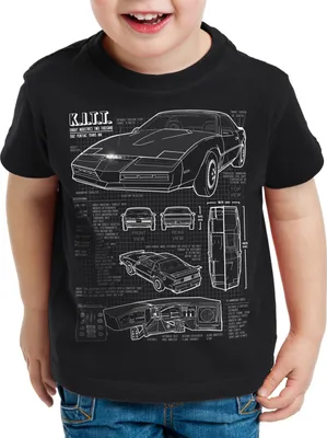 Produktbild von style3 K.I.T.T. Kinder T-Shirt blaupause michael knight 2000 black rider