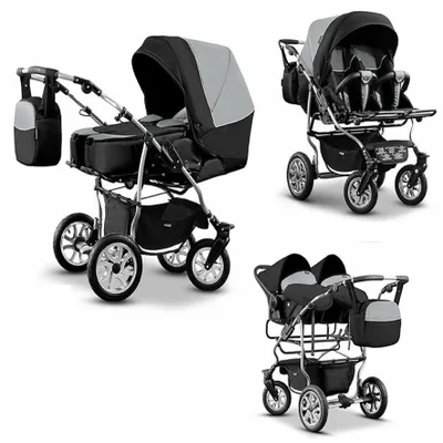 Produktbild von Zwillingskinderwagen 4 in 1 City Twin inkl. Autositze - 15 Teile -  in 19 Farben