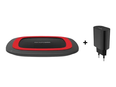 Produktbild von RealPower Ladegerät FreeCharge-10 + Adapter  schwarz/rot