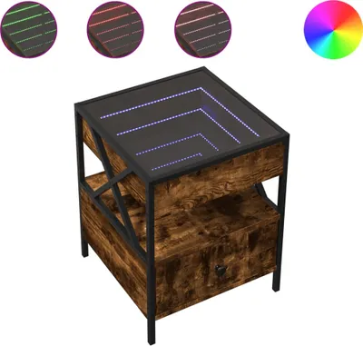 Produktbild von vidaXL Couchtisch mit Infinity-LED Räuchereiche 40x40x51 cm