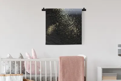 Produktbild von MuchoWow® Wandteppich Wandbehang Marmor - Glitter - Gold - Schwarz 60x60 cm Tapisserie Dekoration Wandtuch - Dekorationen - Wand Decke