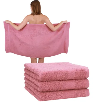 Produktbild von Betz 4 Stück Duschtücher 70 x 140 cm PREMIUM 100% Baumwolle Liegetuch Strandtuch   Farbe: altrosa