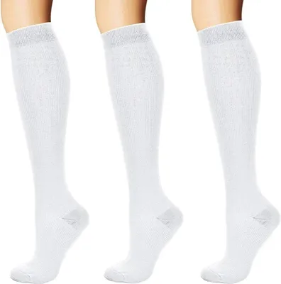 Produktbild von Socke 3 Paar weiße Kompressionssocken, Kompressions-Laufsocken, Thrombose-Socken für Damen und Herren, Sport, Laufen, Medi, Flug, Reisen