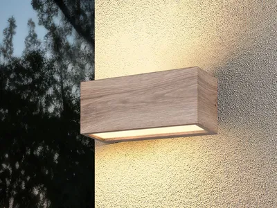 Produktbild von LED Außenwandleuchte Up Down Außenleuchte Holzoptik Terrassenbeleuchtung B: 25cm