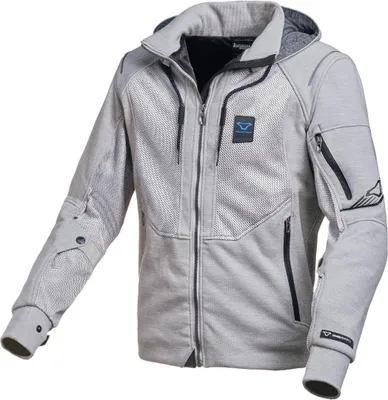 Immagine prodotto di Felpa con cappuccio e zip Macna Breeze per motociclisti, grigio chiaro, L