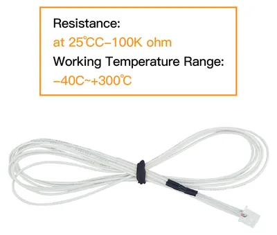 Produktbild von 3D-Drucker NTC 3950 Thermistoren Temperatursensor NTC3950 100 K Ohm kompatibel für Creality Ender 3 Anycubic Mega Heatbed oder Hot End Extruder 1 Meter (39,3 Zoll) 20 Stück