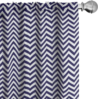 Produktbild von ABAKUHAUS Navy blau Vorhänge, Gardinen, Vertikaler Chevron-Zickzack streift Muster in den klassischen Seefarben Retro-, 2 Stück 75 x 175 cm, Marineblau Weiß