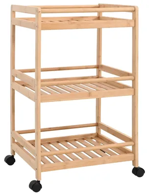 Immagine prodotto di vidaXL Carrello da cucina con ruote Naturale 46 x 38 x 76 cm Bambù