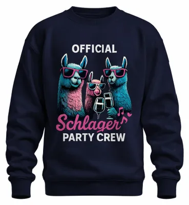 Produktbild von Schlager Party Crew Offiziell Alpaka Lama Prosecco Musik Sweatshirt Pullover, Navy, L