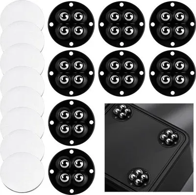 Image de 8 roulettes à billes noires, pivotantes à 360 degrés, pour meubles