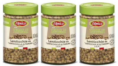Produktbild von 3x D'Amico con Terra di Altamura Lenticchie di Altamura "IGP" Linsen von Altamura Gekochte -Linsen 310g Italienischer Herkunft