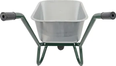 Produktbild von Matrix Schubkarre Profi 100l Liter (Zusätzliches Bodenblech, 250 kg Tragkraft, Metallfelge, pannensicheres PolyurethanRad, pulverbeschichteter Rahmen) grün