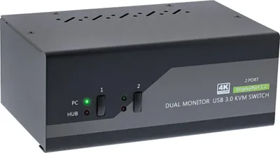 Image de InLine® KVM Desktop switch, 2x, double écran DisplayPort 1.2, 4K, USB 3.0, audio