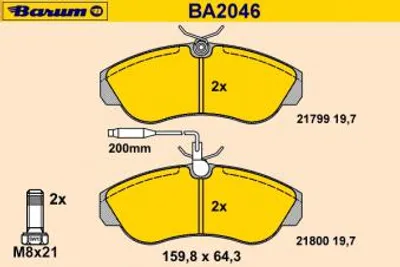 Produktbild von BARUM Bremsbelagsatz, Scheibenbremse  BA2046