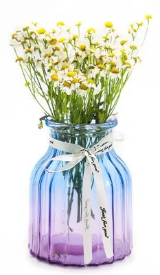 Image de Vase en verre dégradé, décor multicolore, verre à fleurs (bleu/violet)
