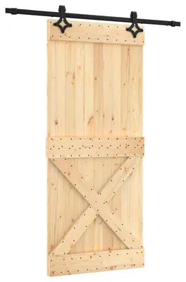 Produktbild von vidaXL Schiebetür Natürlich und Schwarz 90 x 210 cm Massivkiefer