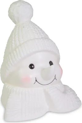 Produktbild von LED Schneemann Gesicht aus Porzellan | Weiß | 11,5×14,5 cm | 74911