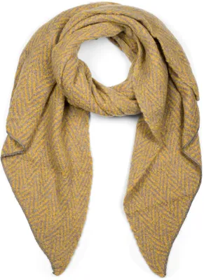 Image de styleBREAKER Foulard tissé doux pour femmes, avec motif en zigzag et dentelle, forme asymétrique, chaud en hiver, étole 01017129