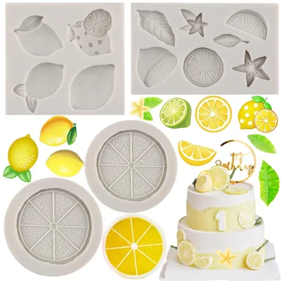 Immagine prodotto di Stampi in silicone per fondant, a forma di limoni, confezione da 4 pezzi