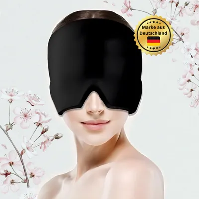 Produktbild von FEELVIT Anti-Migräne Maske, Anti-Kopfschmerz, Migräne Maske + Anleitung, Linderung und Entspannung mit Wärme-/Kältetherapie (Schwarz/Einlagig)