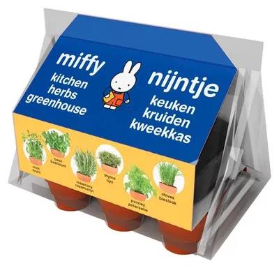 Image de Mini-serre à herbes aromatiques Miffy - Kit de culture pour enfants avec 6 herbes aromatiques