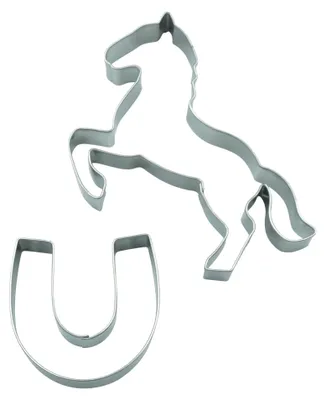 Productafbeelding van Set van 2 uitsteekvormen 'Paard & Hufeisen' van roestvrij staal