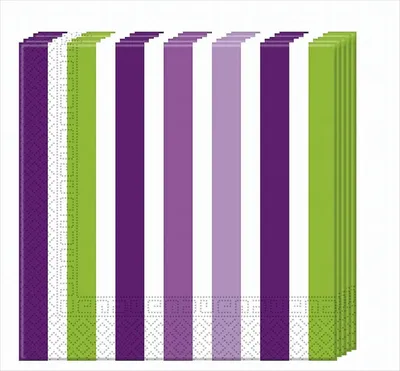 Produktbild von Traubefarbene Streifen 3-lagige Papierservietten 33x33cm 20 Stück
