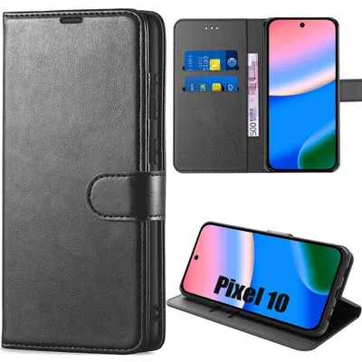 Image de Coque pour Google Pixel 10, Protection Flip Case Antichoc Anti-Rayures Effet Cuir Noir