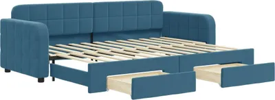 Obrázok produktu pre vidaXL Rozkladacia posteľ so zásuvkami Modrá 80x200 cm Zamatová