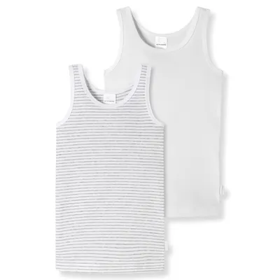 Produktbild von Schiesser 2er Pack Kids Girls Feinripp Organic Baumwolle Unterhemd / Top Mit tonalem Einfass an Hals und Arm, Herrlich bequeme Feinripp-Qualität, Aus nachhaltiger Baumwolle