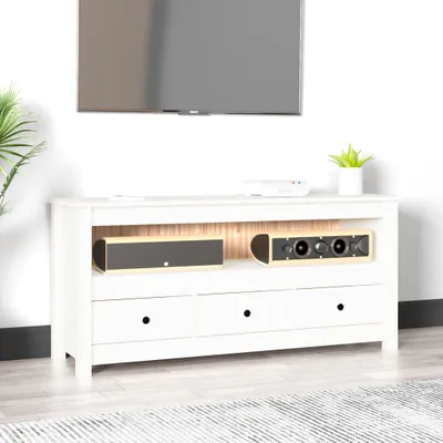 Immagine prodotto di The Living Store Mobile TV bianco 114x35x52 cm in legno di pino massiccio