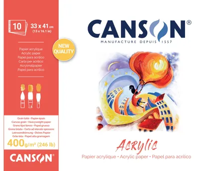 Zdjęcie produktu dla Papier rysunkowy CANSON C31067P005 "Acrylic", 330 x 410 mm, 400 g/m²