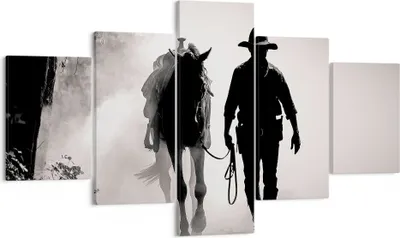 Produktbild von Bild auf Leinwand - Leinwandbild - 5 Teile - Cowboy Pferd Shady - 125x70cm - Wand Bild - Wanddeko - Wandbilder - Leinwanddruck - Bilder - Wanddekoration - Leinwand bilder - Wandbild - EA125x70-4620