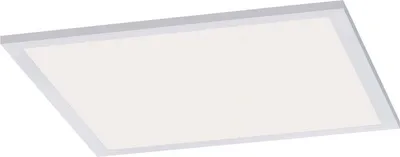 A white rectangular LED ceiling light is shown from a slightly angled perspective against a white background.