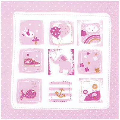 Produktbild von RP 20 Servietten Little One rose - Baby Momente rosa 33x33cm