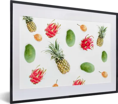 Produktbild von MuchoWow® Gerahmtes Poster Tropisch - Obst - Ananas 40x30 cm - Poster mit Schwarzem Bilderrahmen Wandposter Rahmen Foto Bilder - Bilderrahmen - Poster im Rahmen