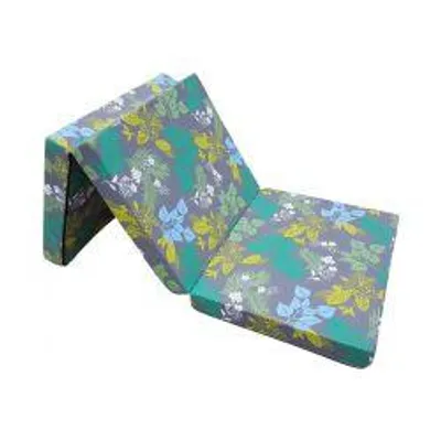 Image de Matelas pliant 198x80x10 cm - STYLE, 3 parties, motif floral, confortable, pliable, portable, pour invités, camping