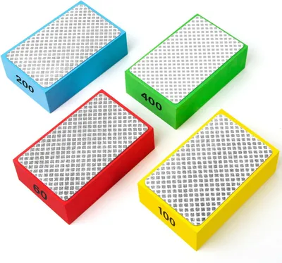 Produktbild von 4 Stück Glass Schleifer, Diamant Handschleifpads, Fliesen Schleifblöcke Polierpads, Diamant Schleifpad 60#, 100#, 200#, 400#