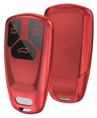 Produktbild von Autoschlüssel Hülle TPU Schutzcover für Audi A4L A6L A8 Q5 Q7 TTS TT, Seat 3-Tasten, Rot
