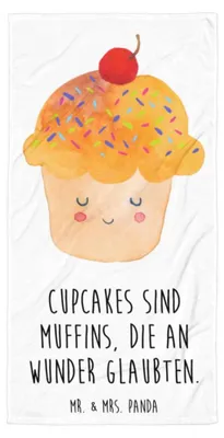Produktbild von Mr. & Mrs. Panda Handtuch Cupcake - Weiß - Geschenk, Küche Deko, Motivation Sprüche, Strandlaken, Cupcakes, Lustige, Duschtuch, Spruch, Reisehandtuch, Muffin, Wunder