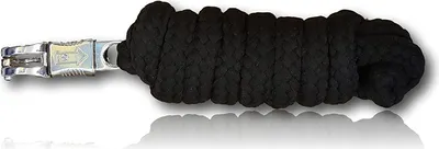 Produktbild von Führstrick mit Panikhaken für Pferd - Anbindestrick in verschiedenen stylischen Designs, Länge 2m, Farbe schwarz