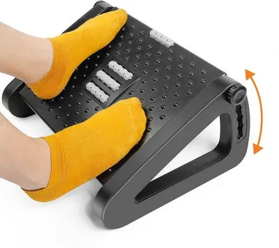 Zdjęcie produktu dla Ergonomiczna podnóżka do krzesła biurowego z funkcją masażu, z regulacją wysokości, do biura i domowego biura